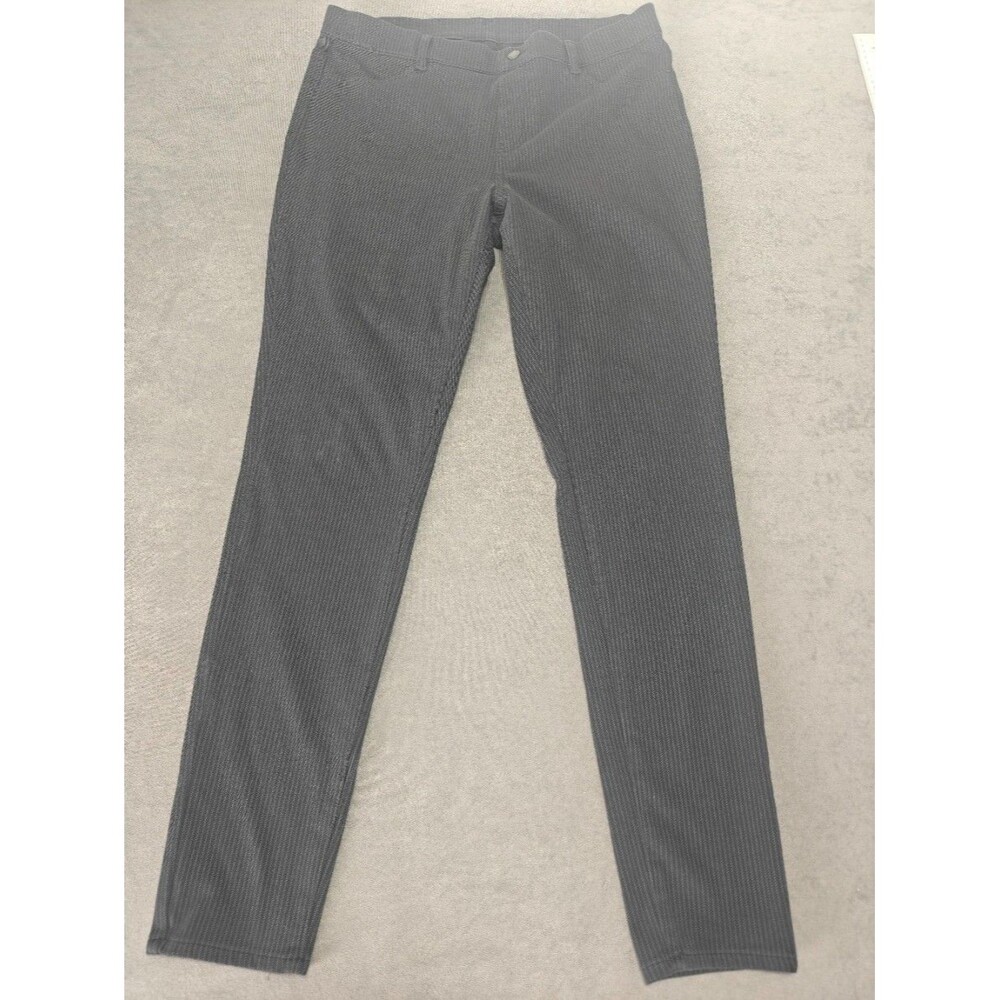 Uniqlo Men XL 32x30 Black Pinstripe Stretch Pants Slim Fit Charcoal